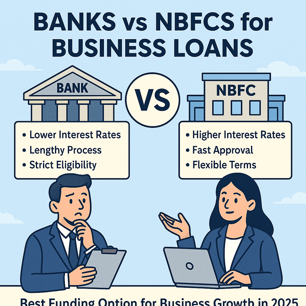 Comparing Banks vs NBFCs for Business Loans in 2025 to find the best funding option for business growth