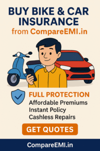 Get affordable bike and car insurance in India from CompareEMI.in with full protection in 2025